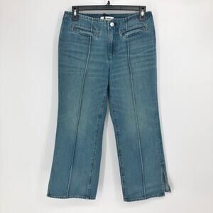 RE/DONE Women's Split Hem Capri Jeans Size 0 25 Positano Blue Mid Rise NWT
